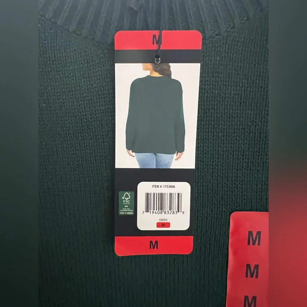 NWT GAP Deep Teal 100% Cotton Split Seam Crew Neck Knit Ribbed Sweater Cozy